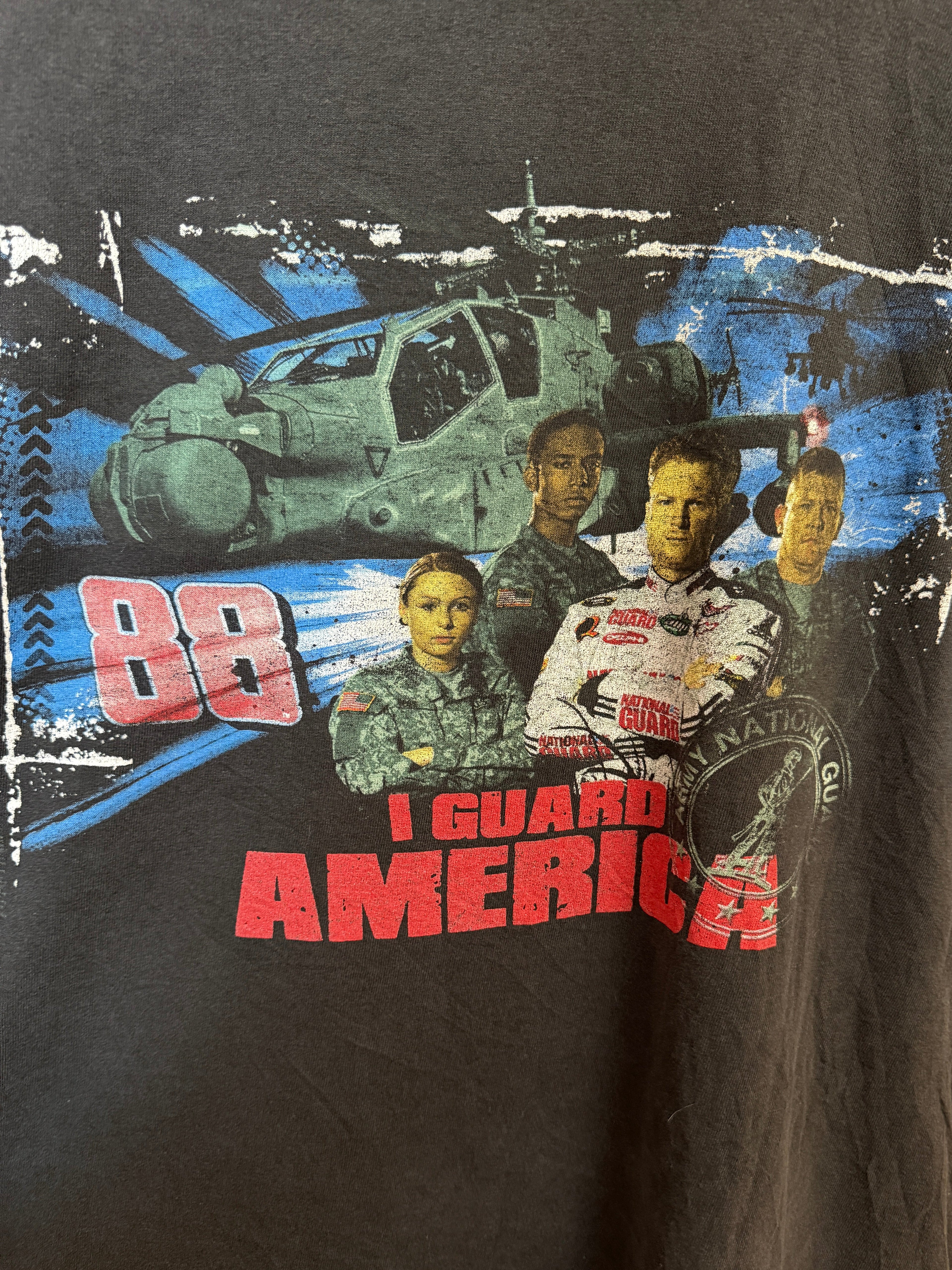 Vintage Military I Guard America Black Graphic Tee | size L