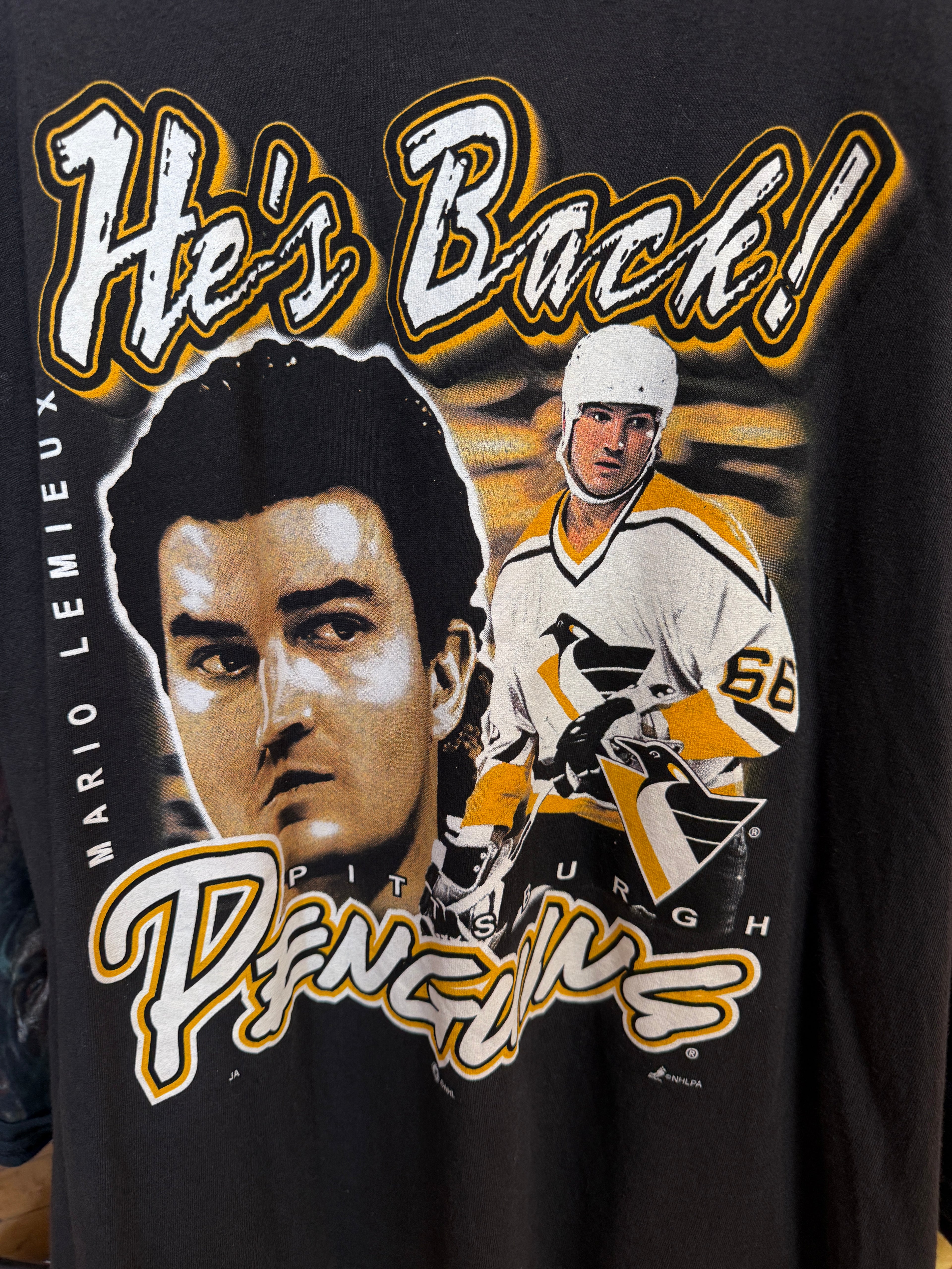 Vintage Pittsburgh Penguins Mario Lemieux Graphic Tee | size L