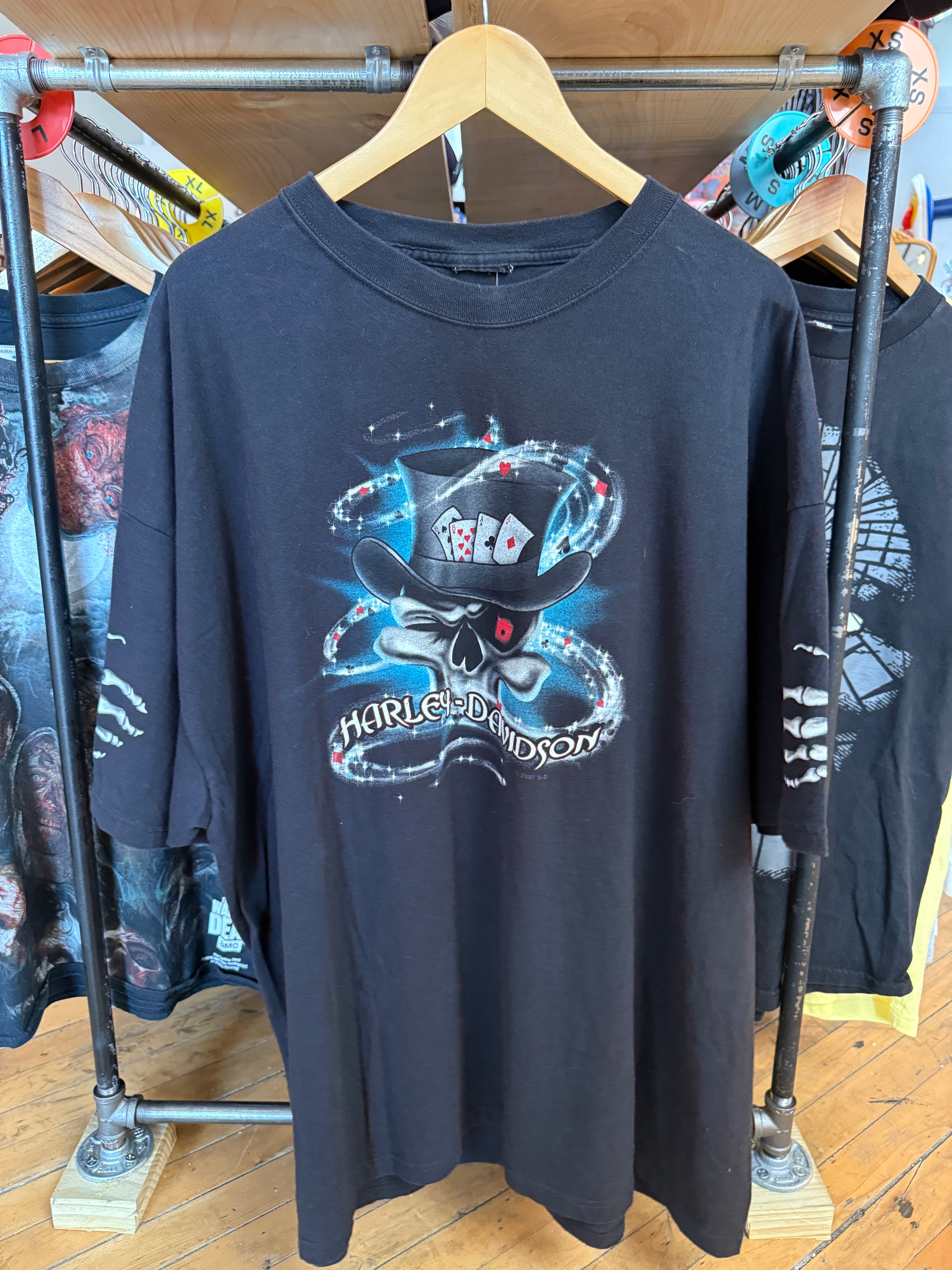 Harley Davidson Las Vegas, Nevada Skeleton Poker Tee | cut tag 2XL