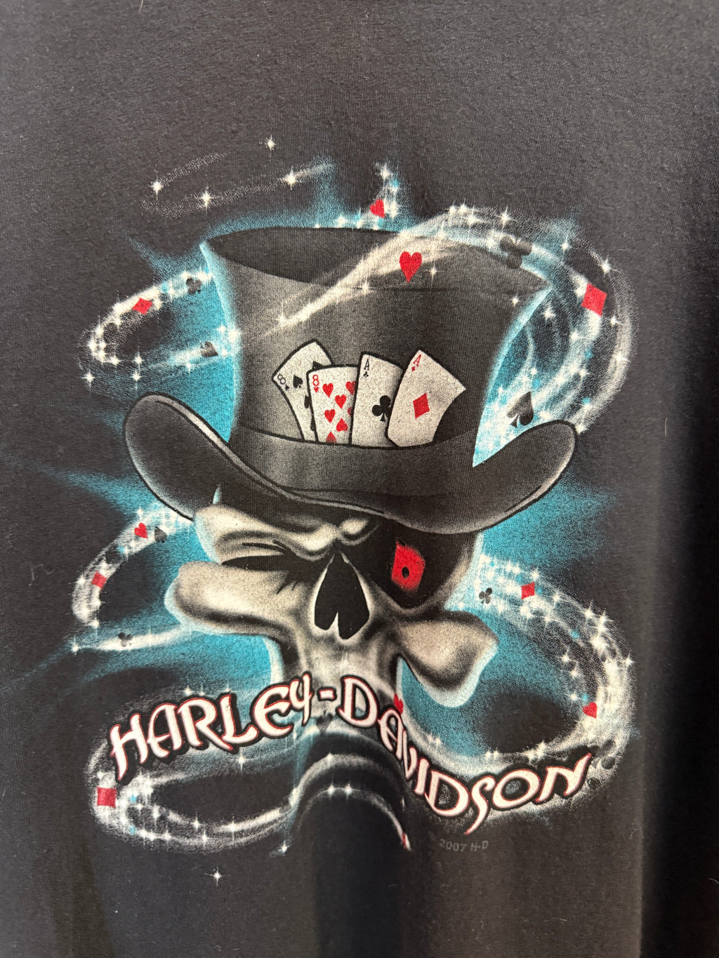 Harley Davidson Las Vegas, Nevada Skeleton Poker Tee | cut tag 2XL