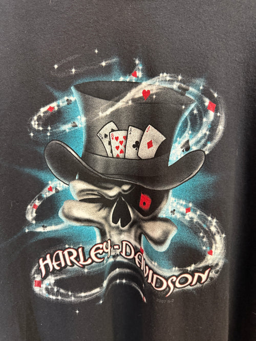 Harley Davidson Las Vegas, Nevada Skeleton Poker Tee | cut tag 2XL