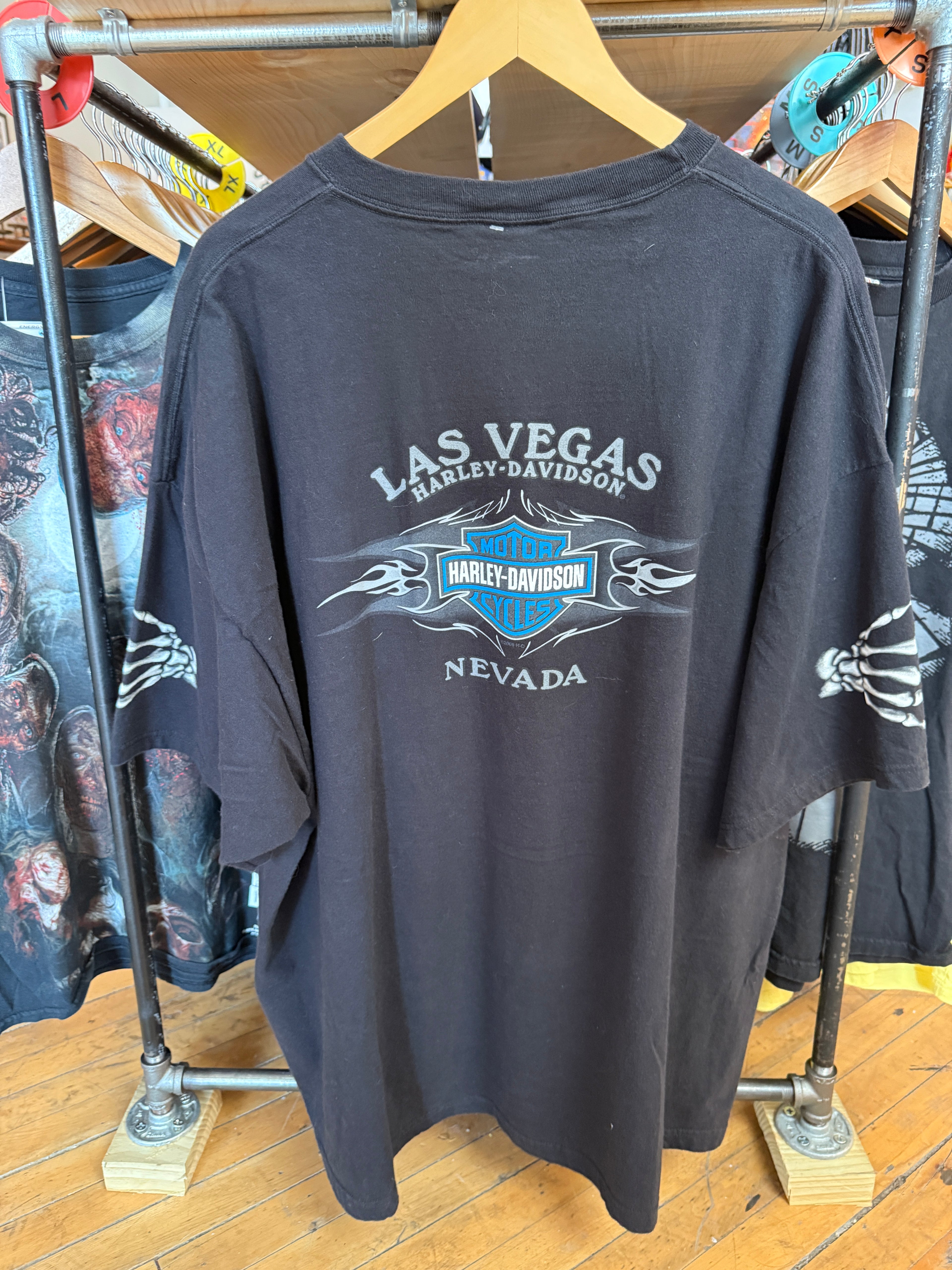 Harley Davidson Las Vegas, Nevada Skeleton Poker Tee | cut tag 2XL