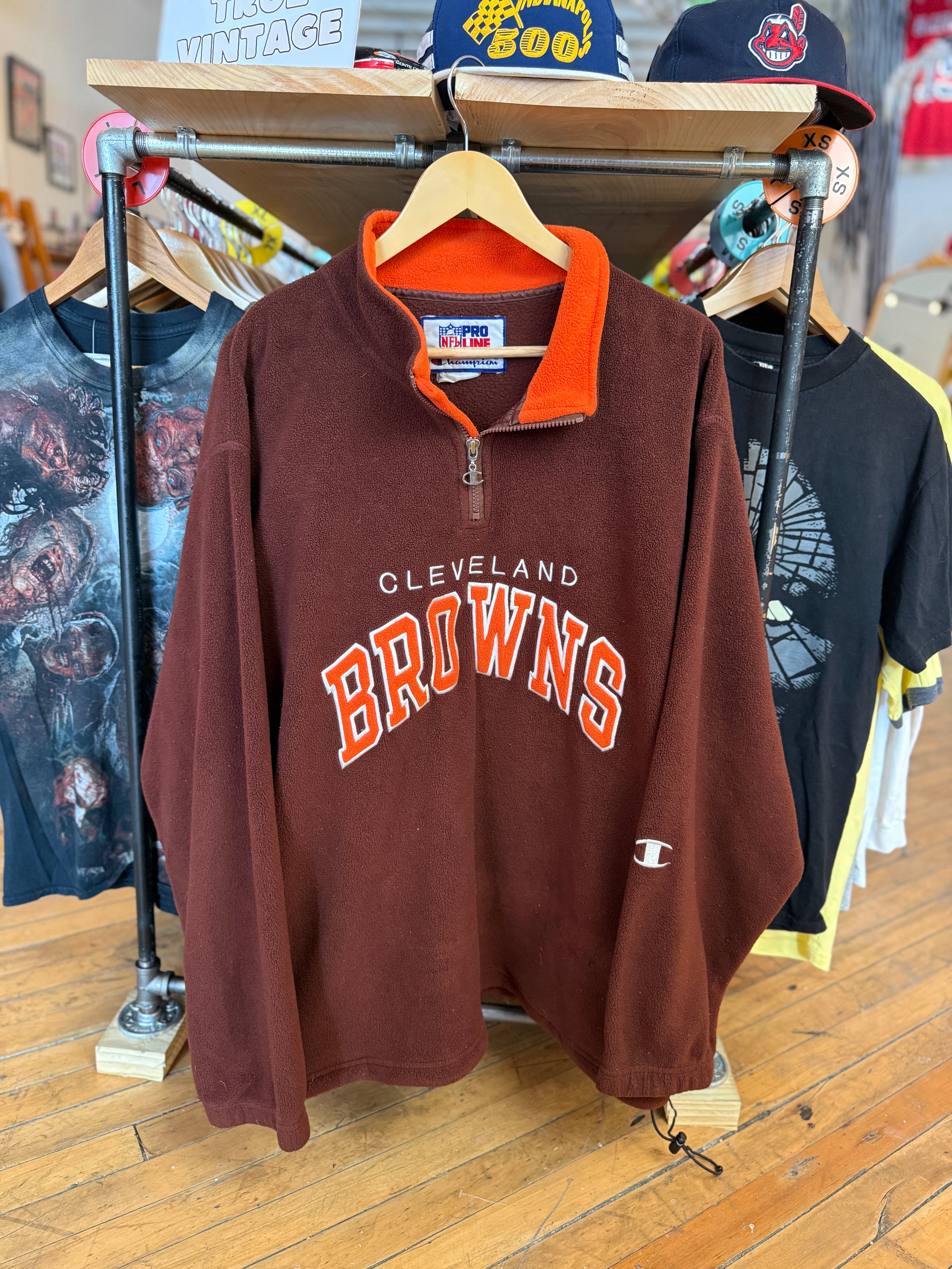 Vintage Cleveland Browns Pro Line Champion Quarter Zip | faded tag size XL/XXL