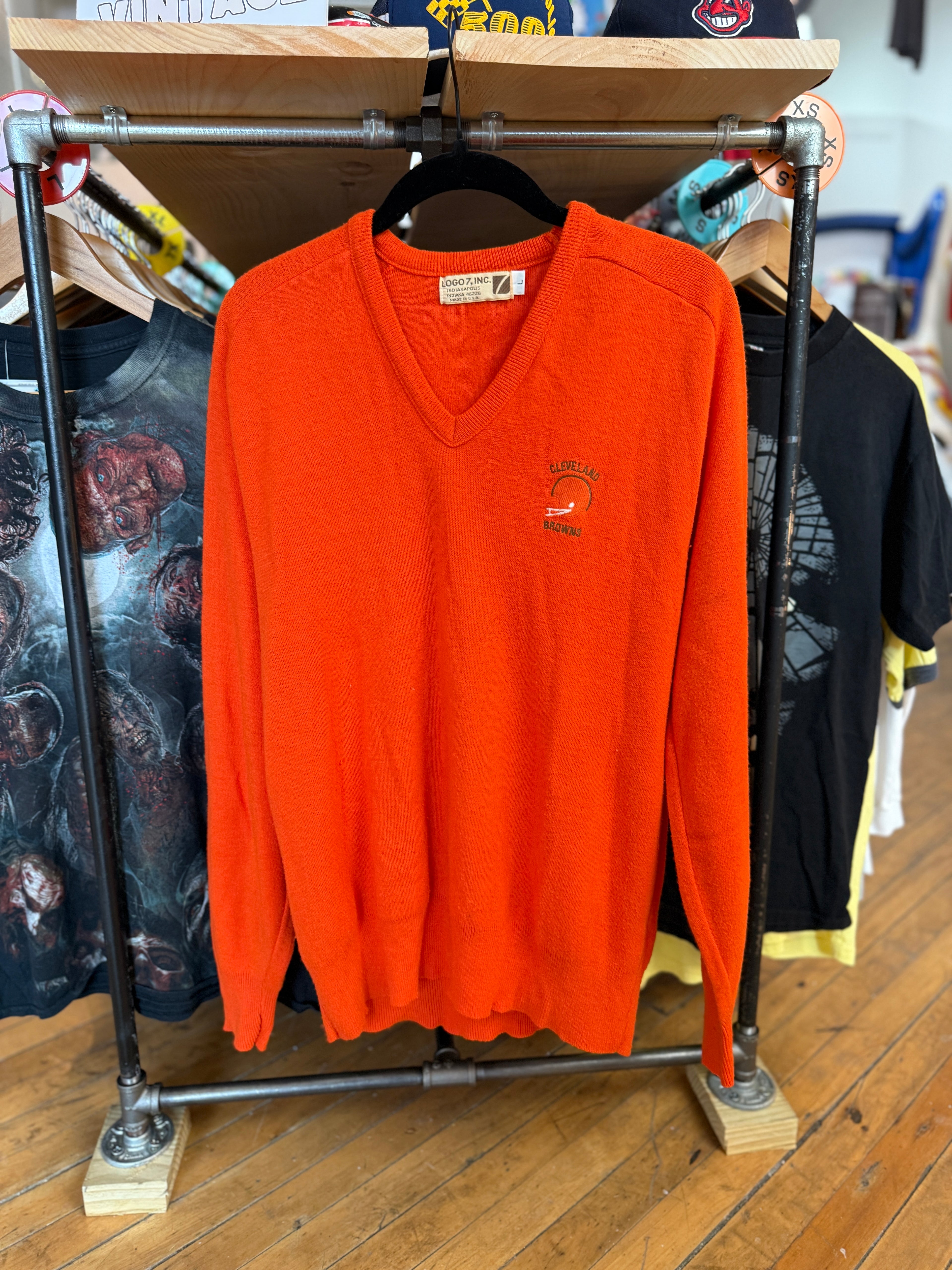 Vintage Cleveland Browns Logo 7 Orange Sweater | size L
